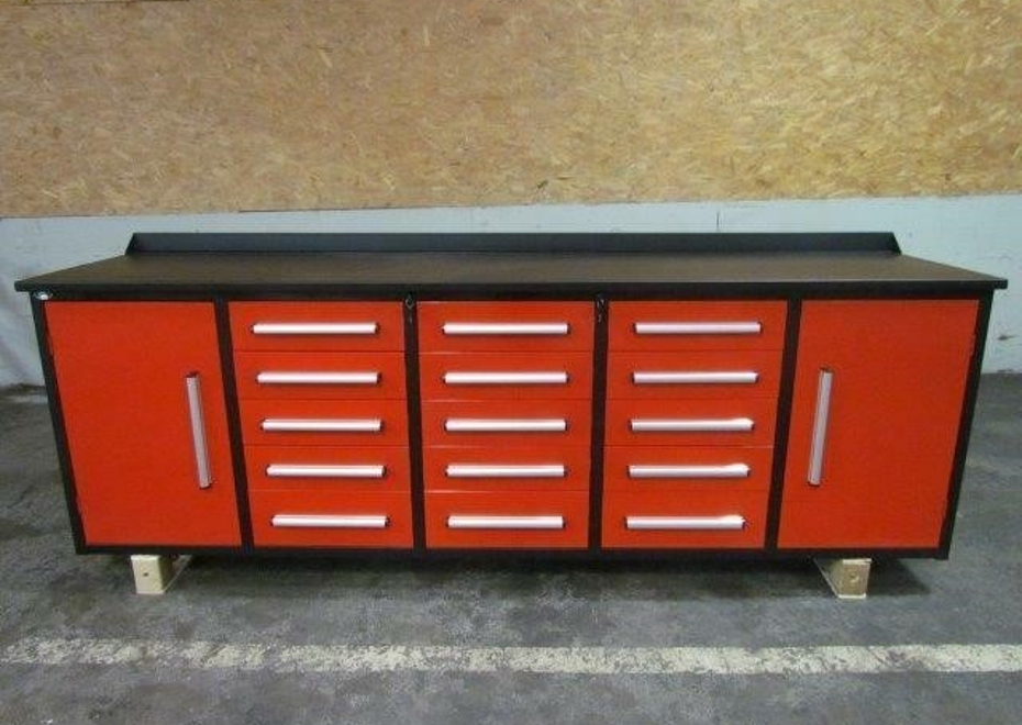 Steelman 10 ft Work Bench with 15 Drawers 2 Cabinets 7